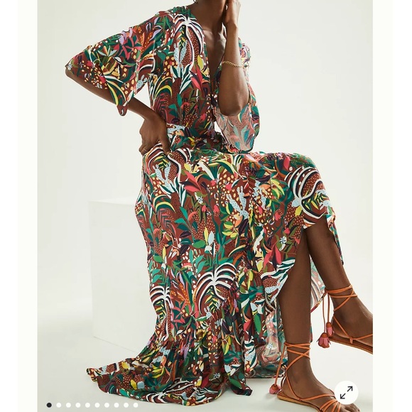 Anthropologie Farm Rio Fiesta Wrap Maxi Dress - Picture 2 of 9